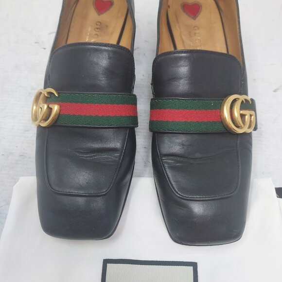 Gucci Black Leather Peyton GG Web Detail Shoe - Picture 4 of 8